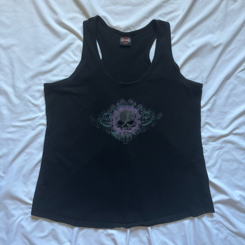SOLD!! Harley davidson bedazzled skull tank